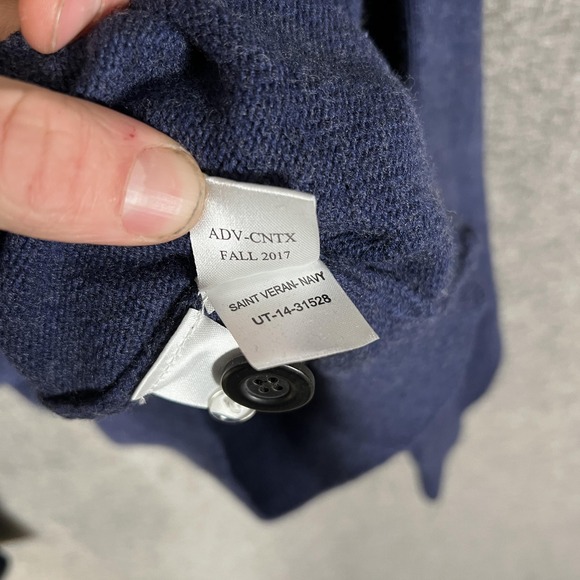 UNTUCKit Sweater Mens Large Navy Cotton Wool Mock Neck Henley Knit Pullover - Picture 5 of 7